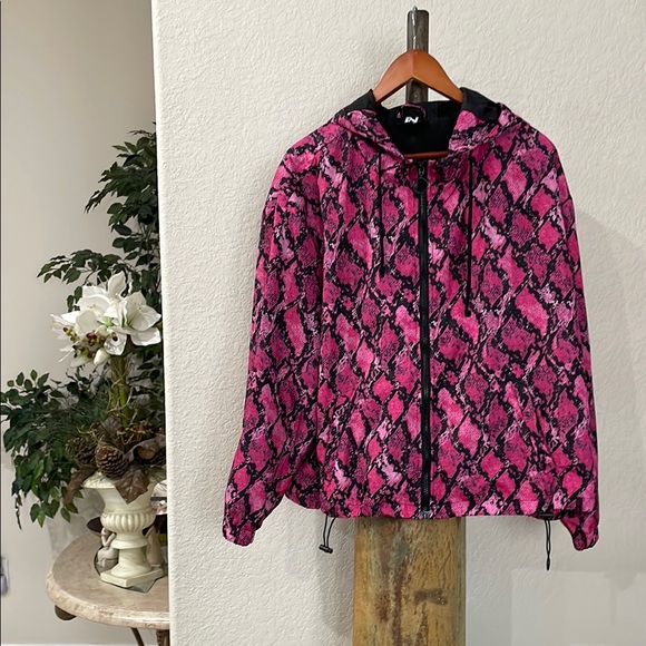 PINK NEW LOOK Sport Bomber Jacket hooded Design pockets full frt zipper SZ 3X - Picture 1 of 11